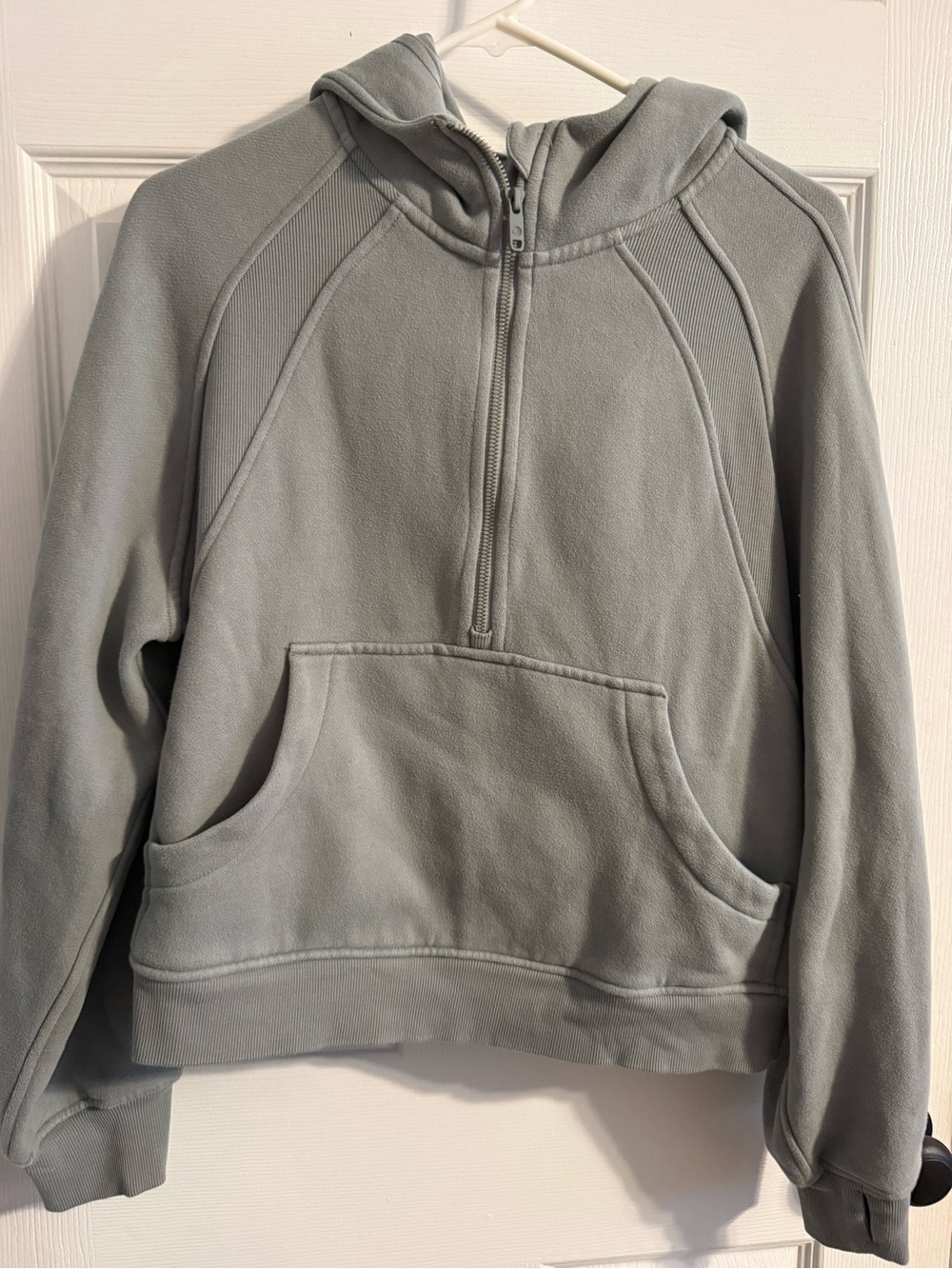 CRZ YOGA Women's Half-Zip Hooded Pullover Sweatshirt - Light Sage